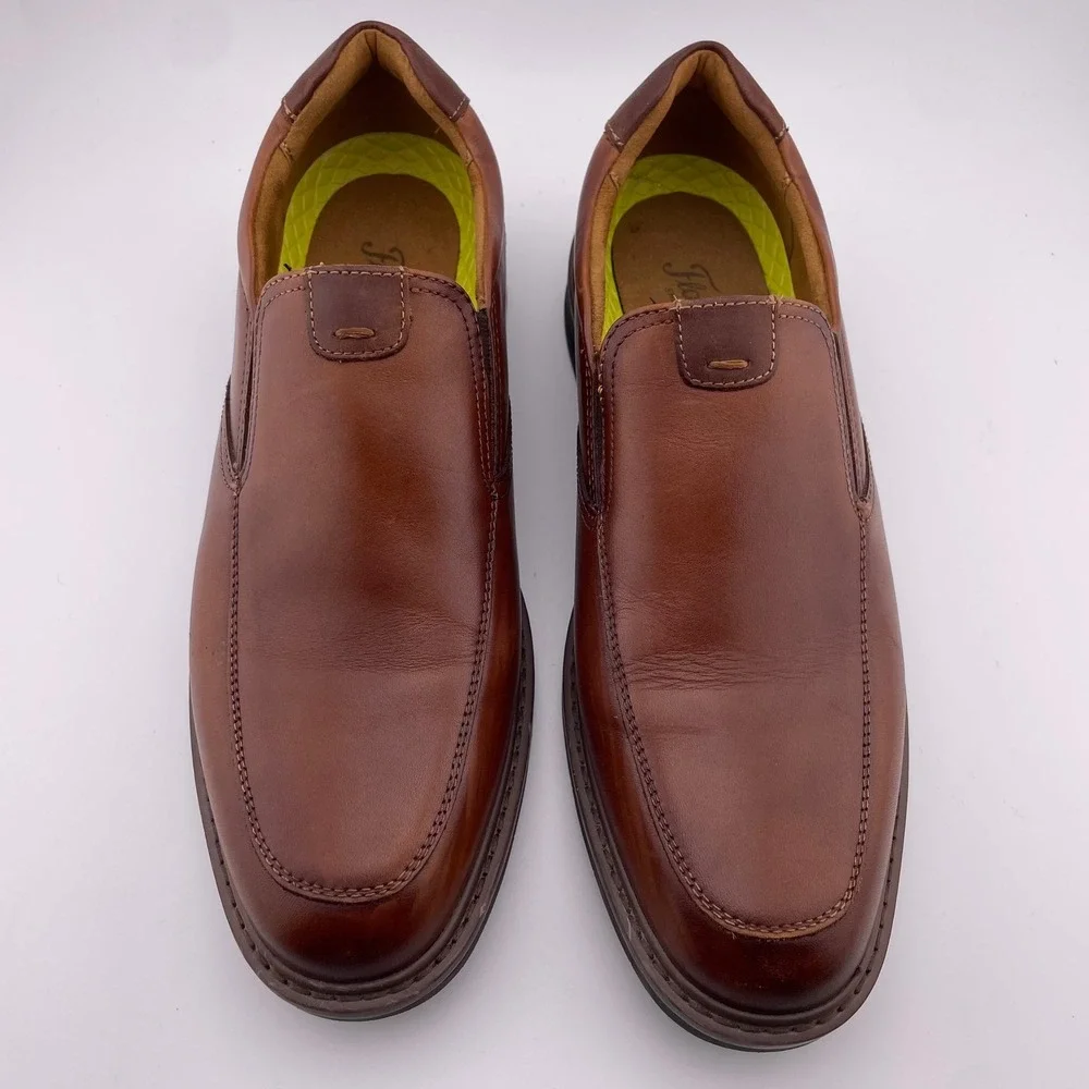 Florsheim Mens Brown Leather Slip On Comfort Tech‎ Loafers Shoes Size 8M